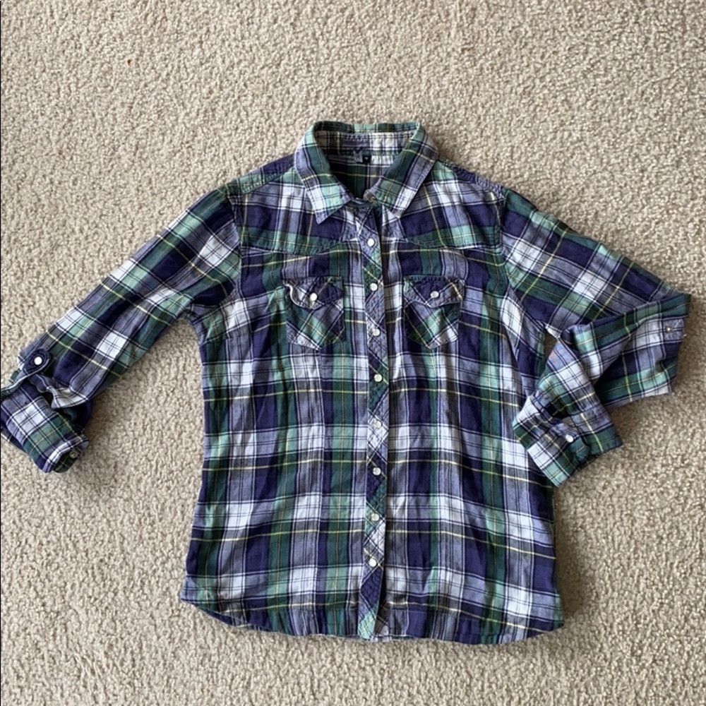 Topshop plaid button up shirt